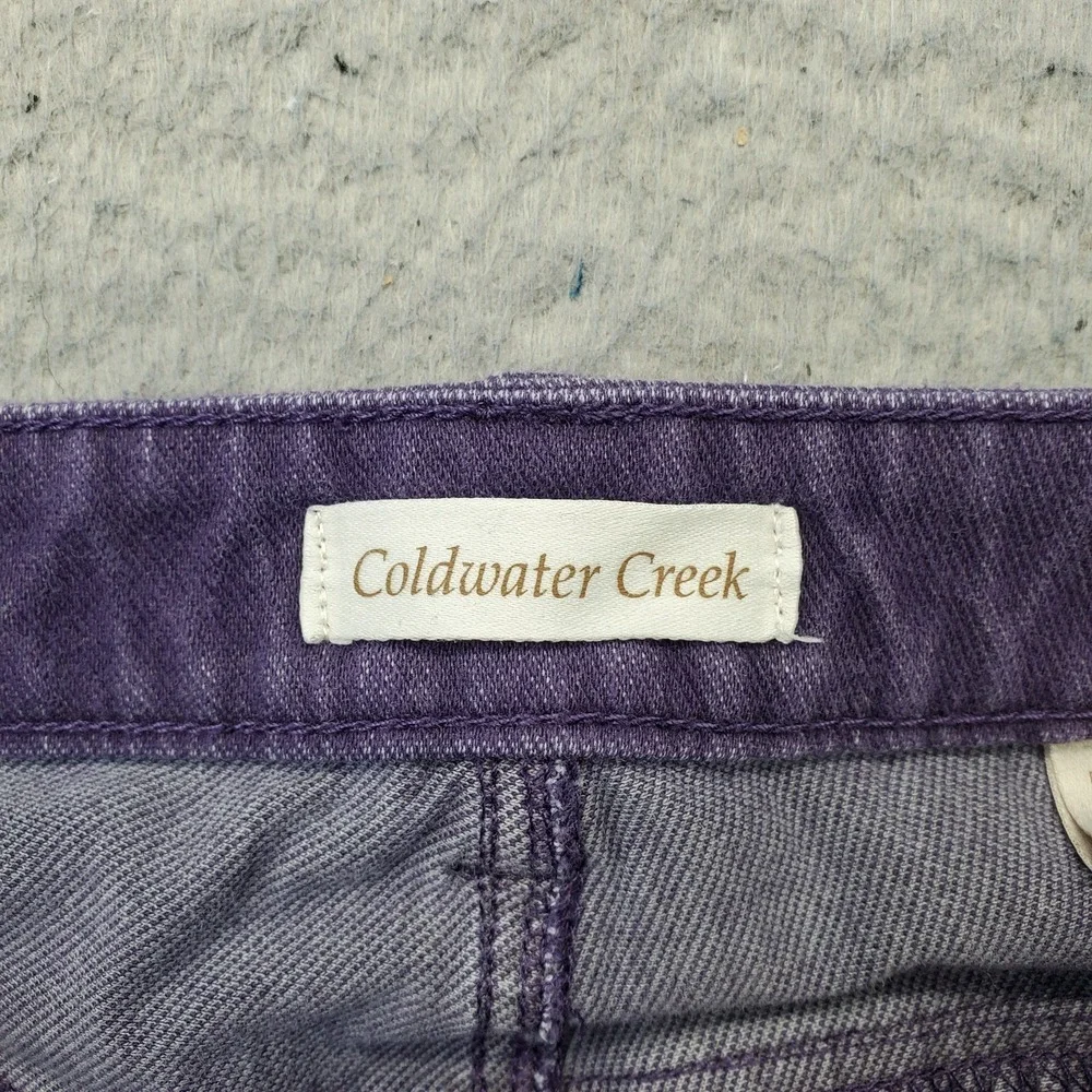 Coldwater Creek Flared Leg Jeans Womens 12P Purple Denim Stretch Streetwear
